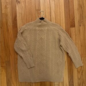 Reiss Women's Cable Knit Turtleneck Sweater - Beige